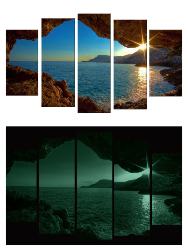 Window Sunset Canvas Wall Art Print, Set of 5 Total 35.43 x 70.87 inch Startonight -- GLOWS IN THE DARK -- $199